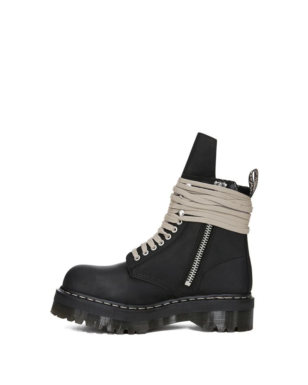Rick Owens X Dr. Martens Black Quad Sole Steel Toe Combat Boots