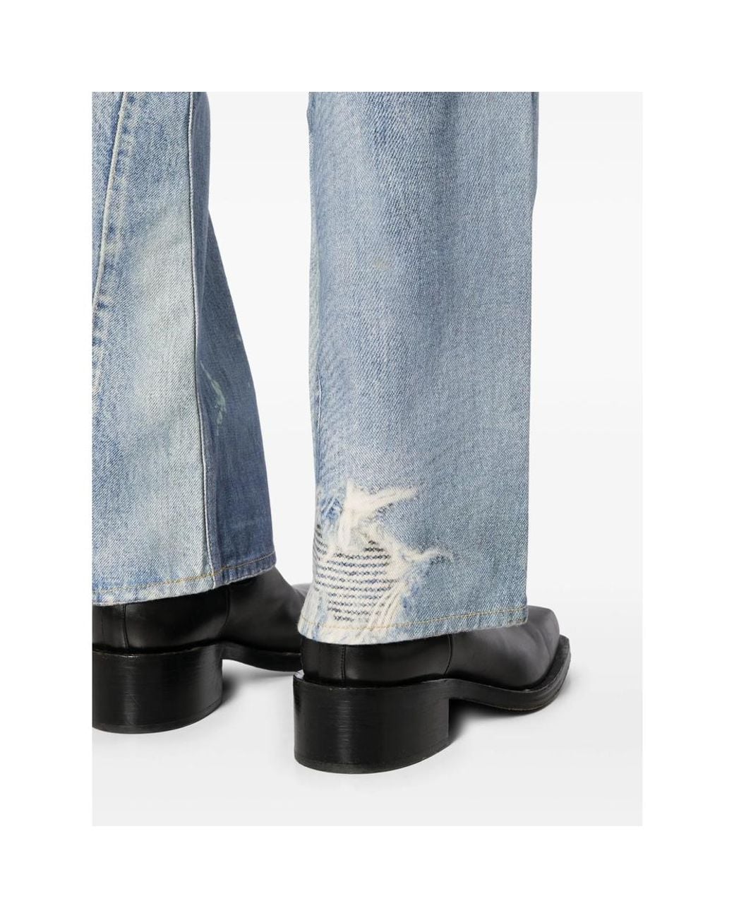 Our Legacy Blue Third Cut Distressed-Effect Denim-Print Jeans for men