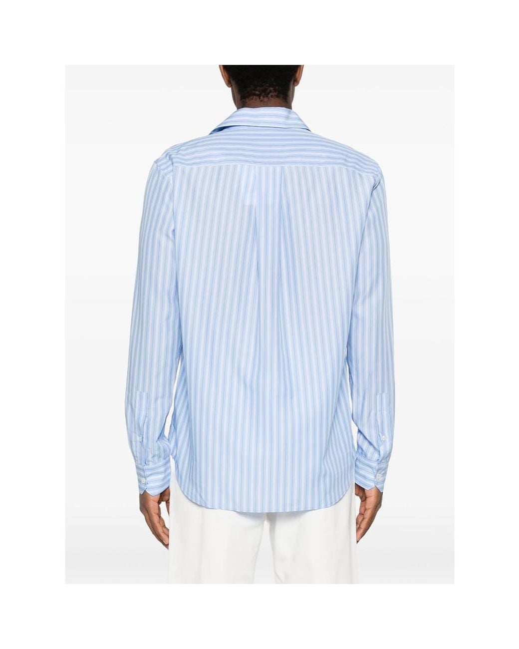 Altea Blue Striped Notch Shirt for men