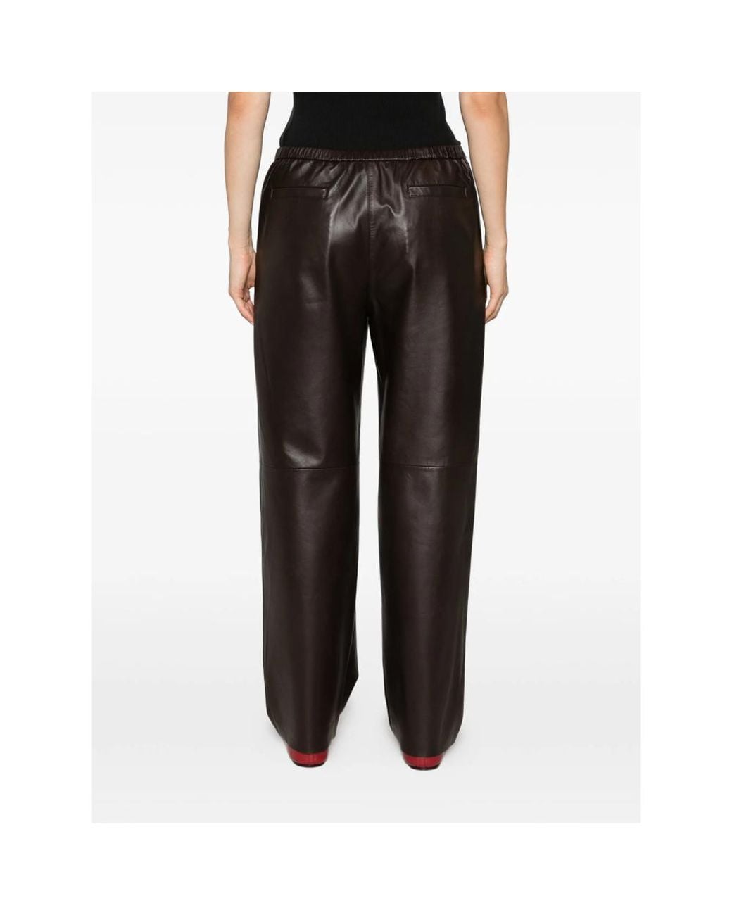 Antonelli Gray Elasticated Leather Trousers