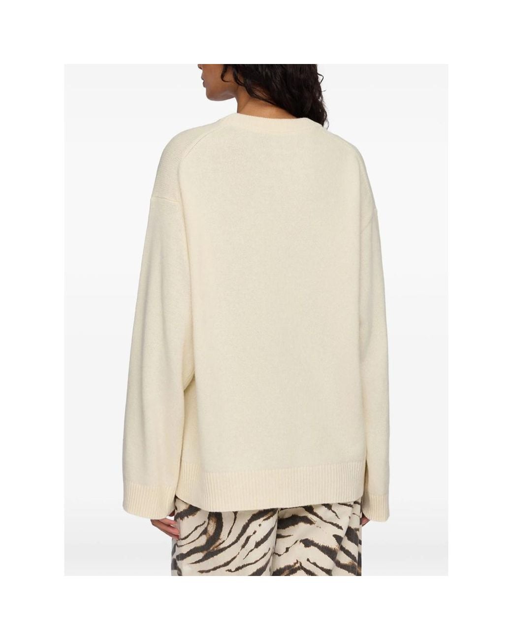 Ganni White Oversized Jumper With Strawberry