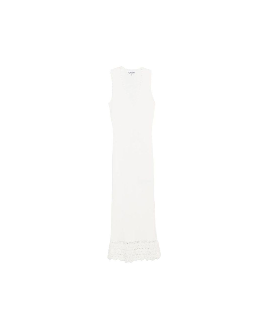Ganni White Neutrals Dresses