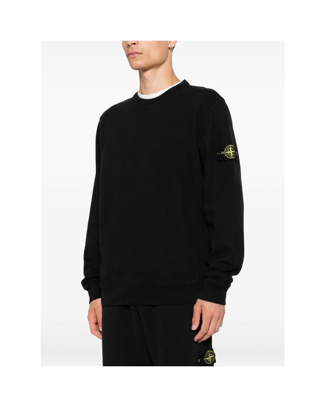 Stone Island Black 6100049 Brushed-Organic-Cotton-Fleece Sweatshirt for men