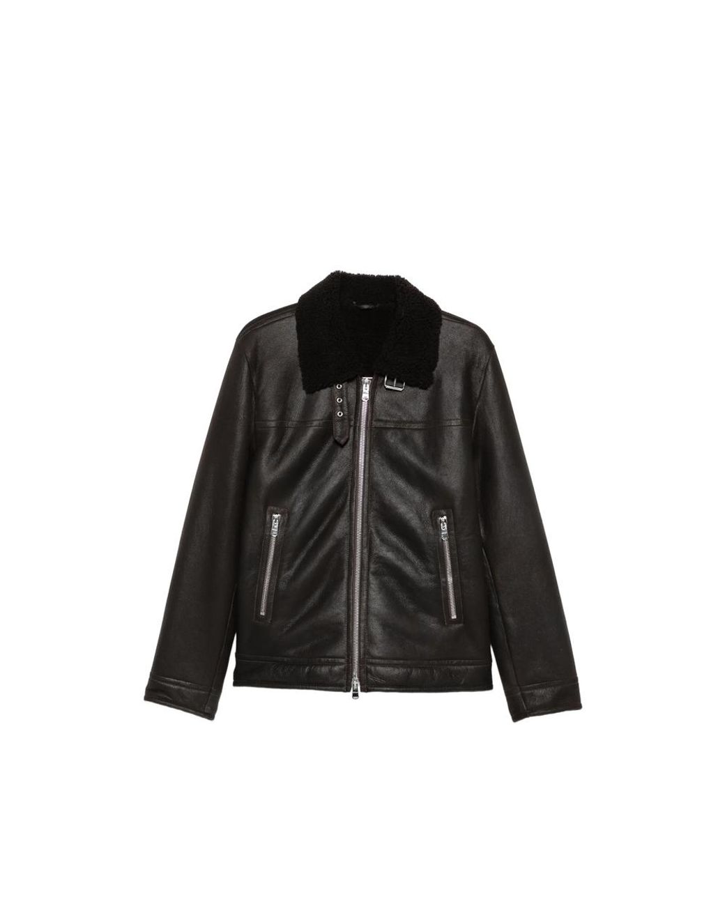 Dondup Black Leather Jacket for men