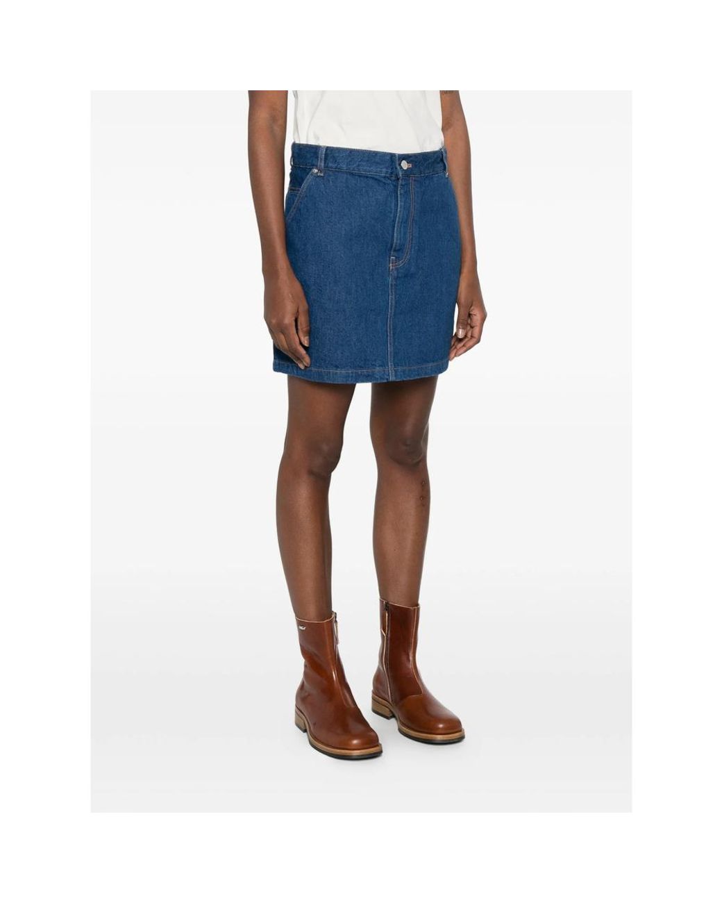 Maison Kitsuné Blue Regular-Fit Denim Mini Skirt