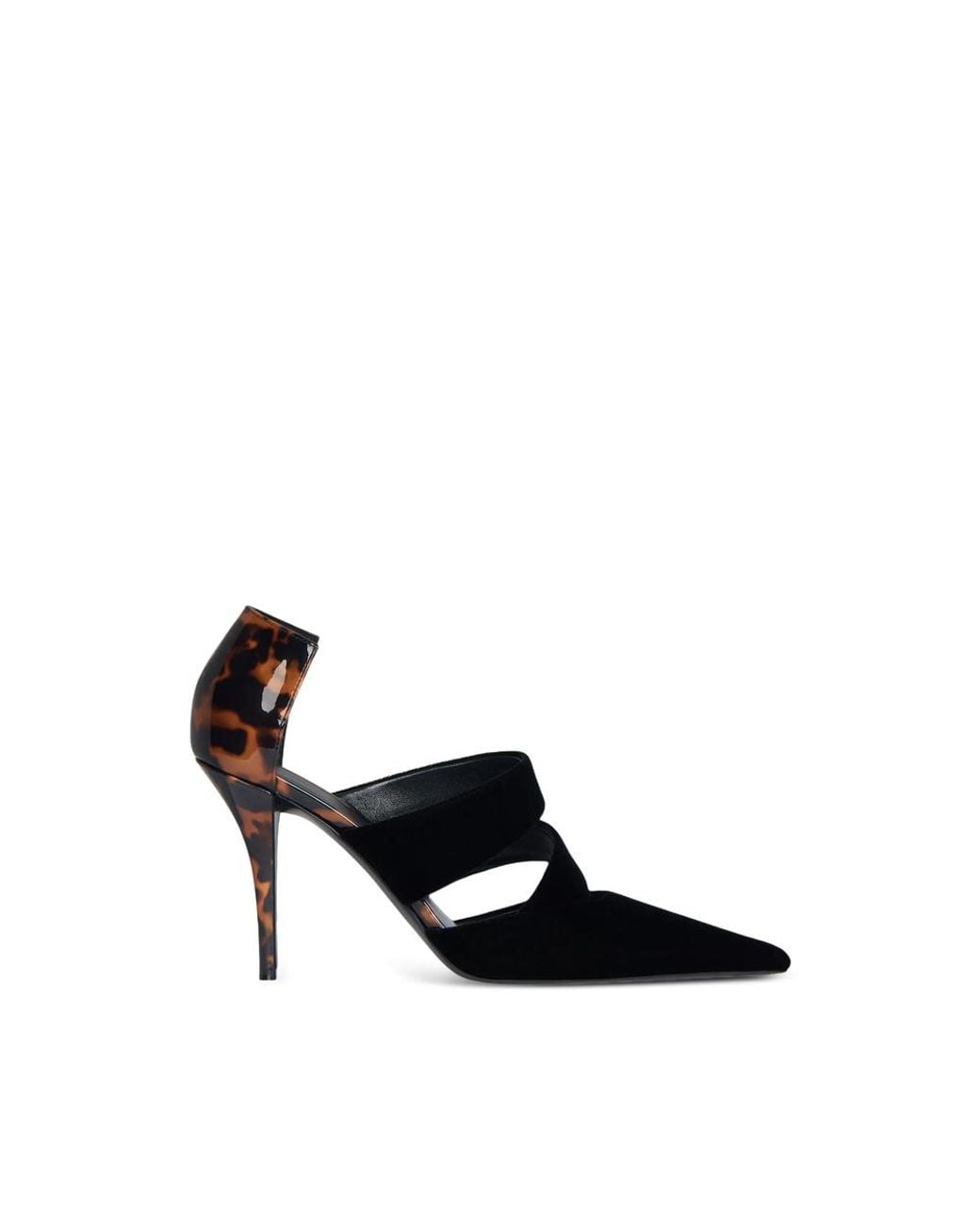 Balmain Black Velvet And Printed Patent Leather Pumps