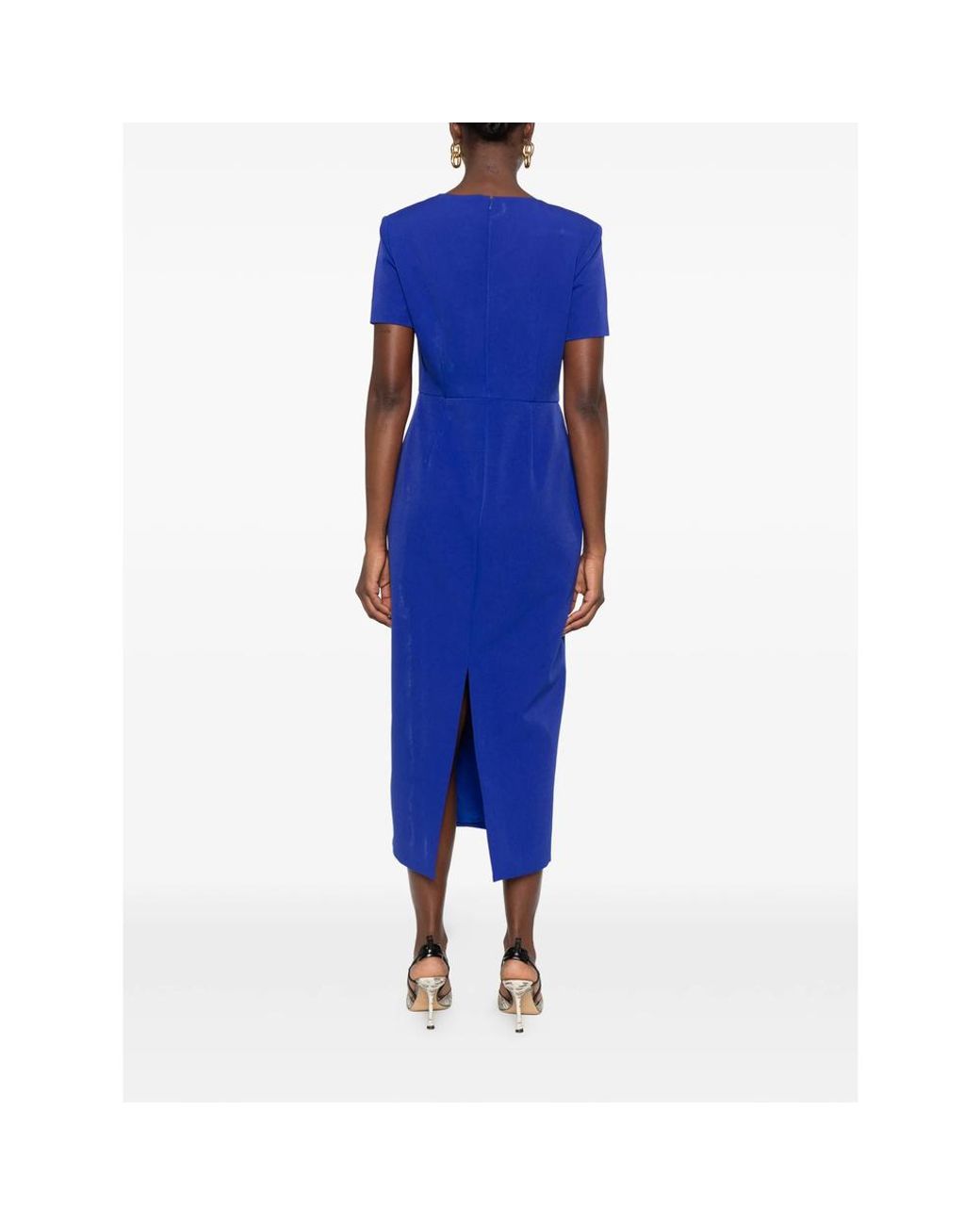 Roland Mouret Blue Asymmetric Pleated Midi Dress