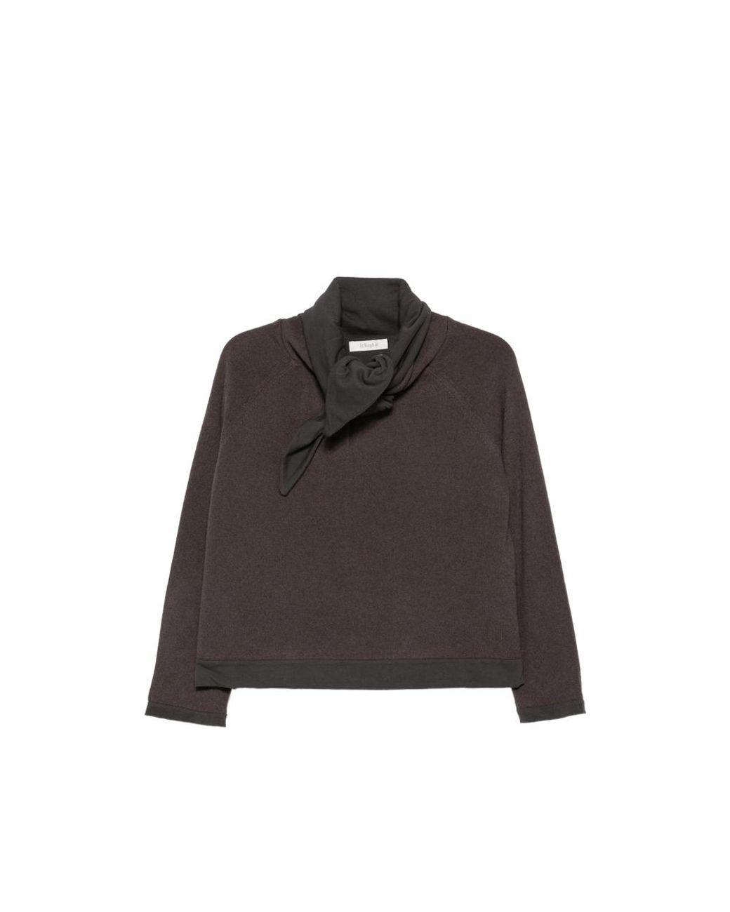 JC Sophie Black Poppy Scarf-Detail Raglan-Sleeve Sweater