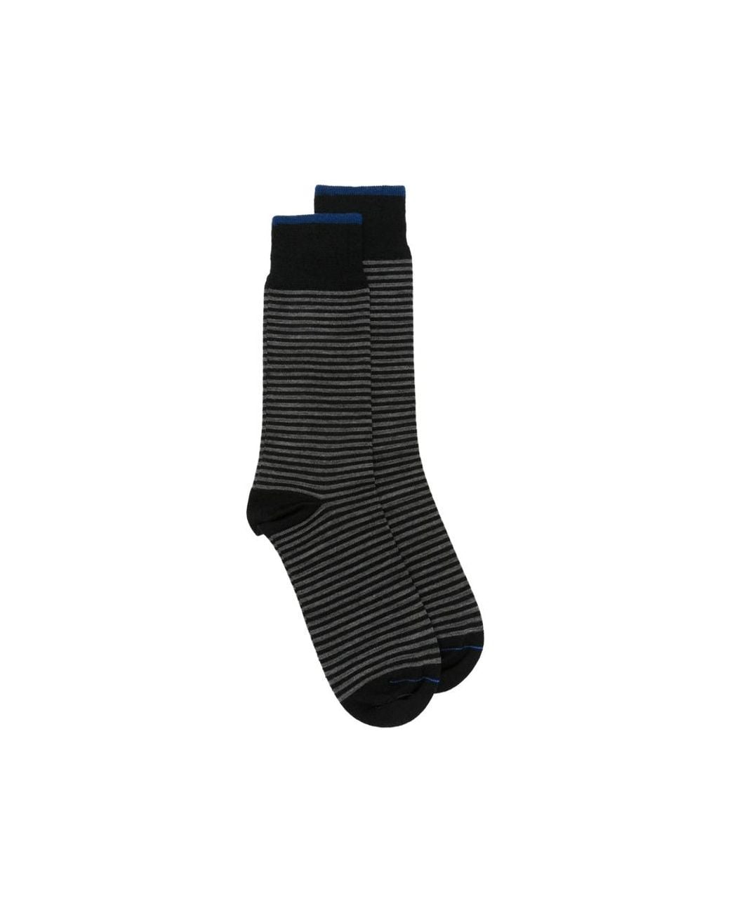ANT45 Black Thin Short Striped-Knit Socks for men