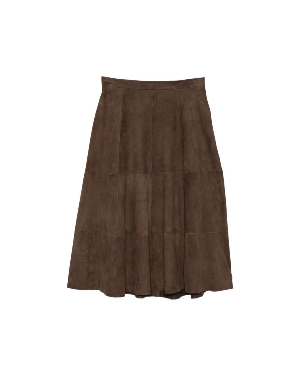 Antonelli Brown Panelled Suede Maxi Skirt