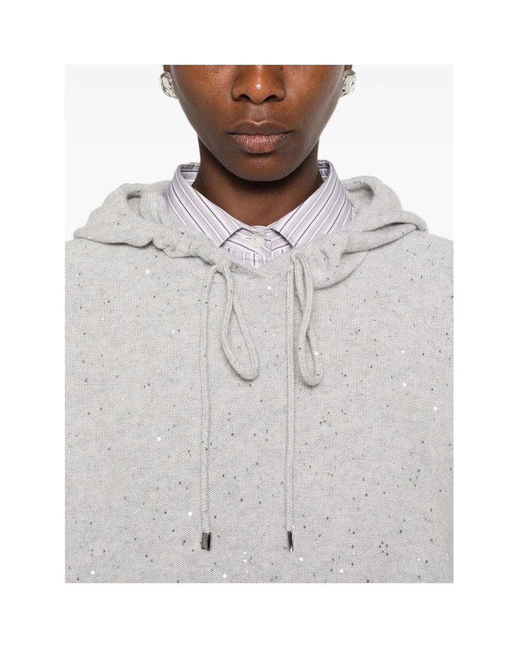 Antonelli Gray Sequin-Embellished Drawstring Hoodie