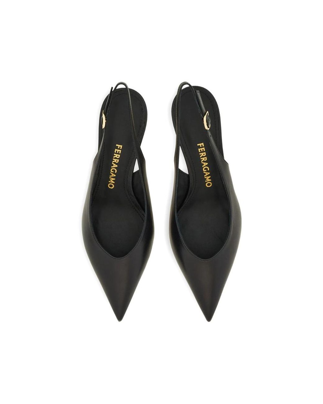 Ferragamo Black Slingback Shoes Pointed-Toe Leather