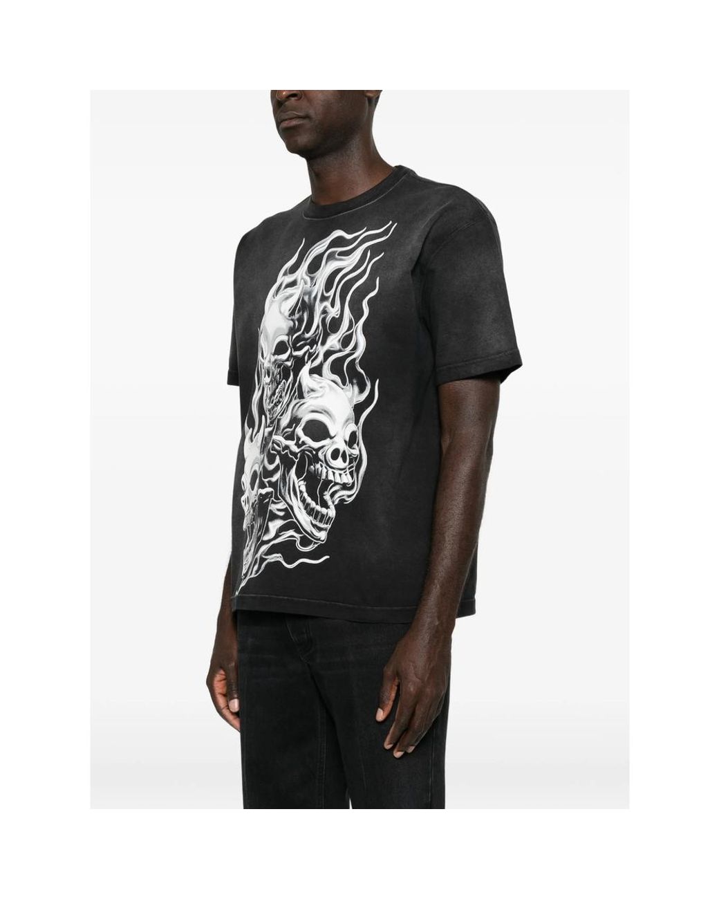THUG CLUB Black Skull-Print T-Shirt for men