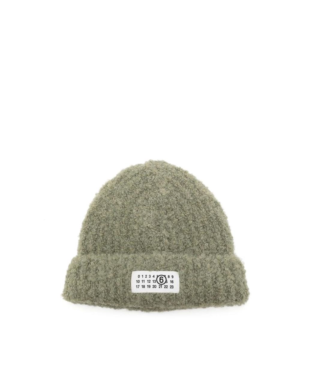MM6 by Maison Margiela Green Logo-Patch Beanie Hat for men