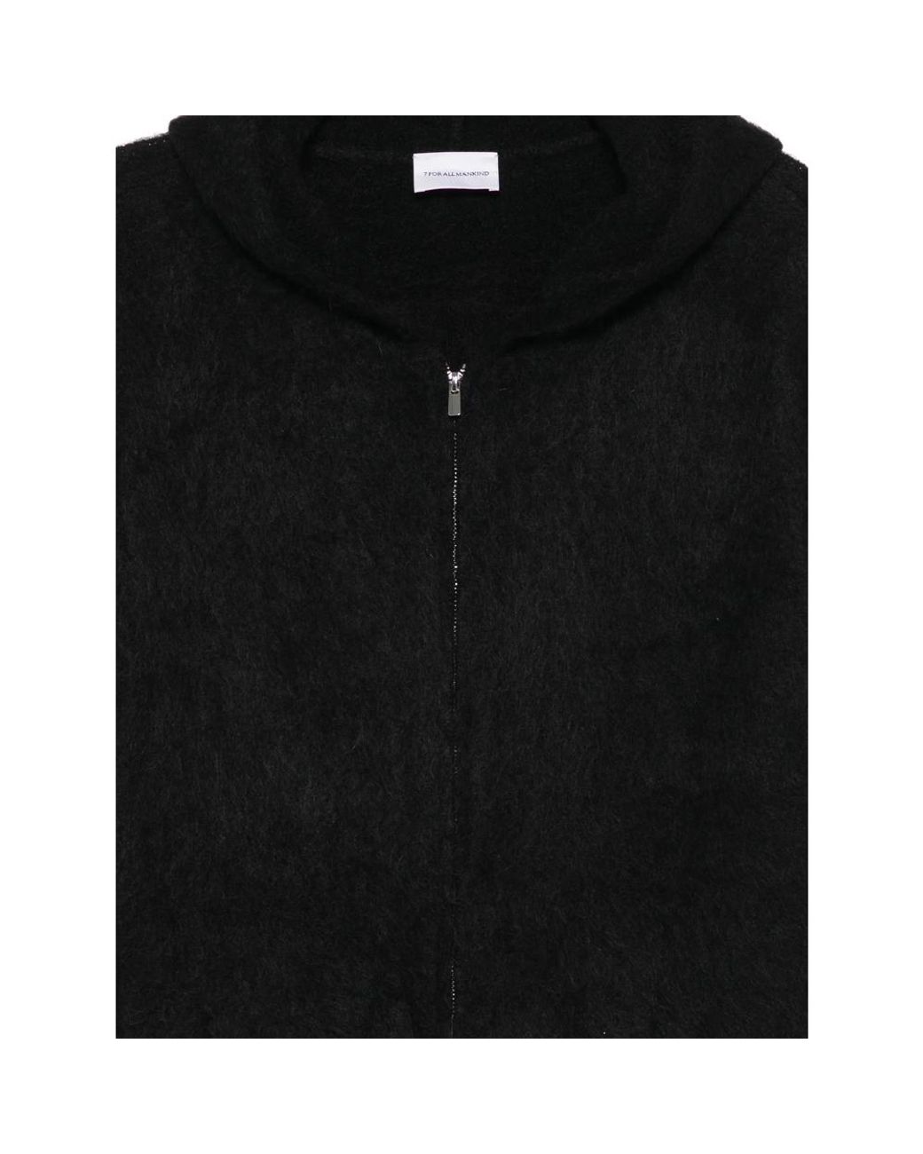 7 For All Mankind Black Zip-Up Hooded Cardigan