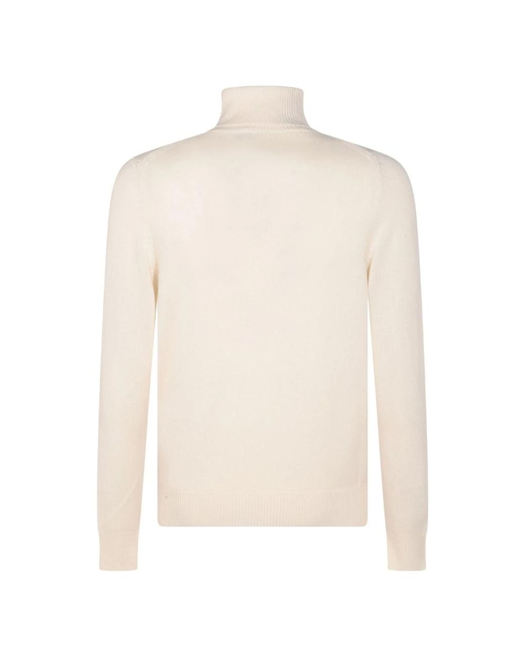 Malo White Turtleneck Ribbed-Hem Sweater for men