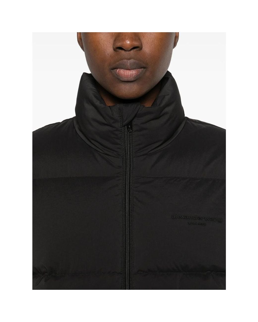 Alexander Wang Black Cropped Channel Puffer Jacket