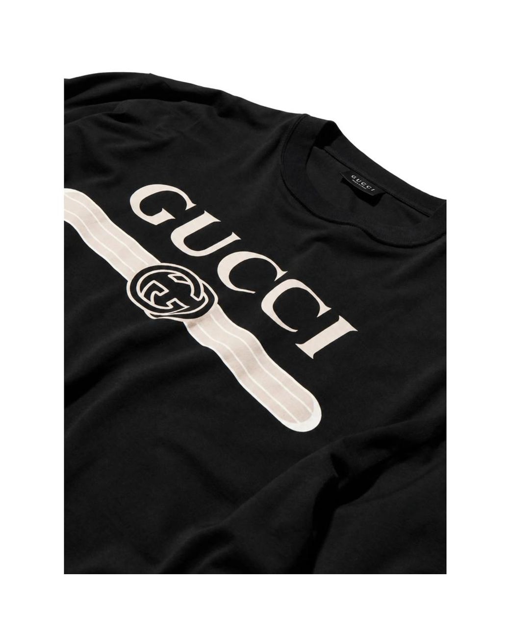 Gucci Black Logo-Print Cotton T-Shirt for men