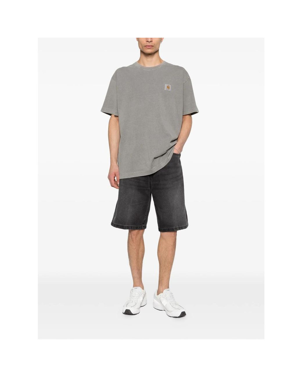 Carhartt Gray Logo Demin Shorts for men