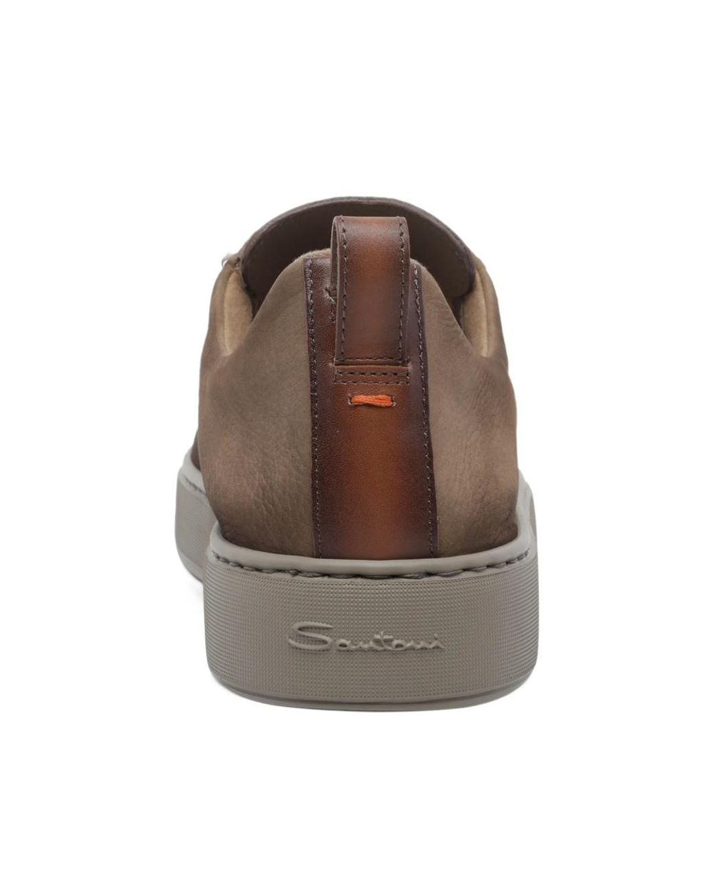 Santoni Brown Slip-On Leather Sneakers for men