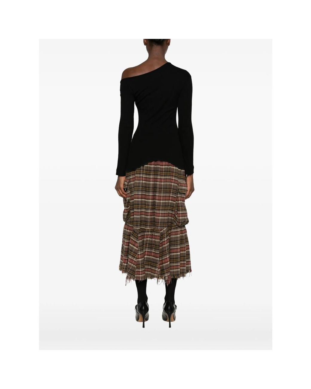 Vivienne Westwood Black Orb-Embroidered Asymmetric-Neck Top
