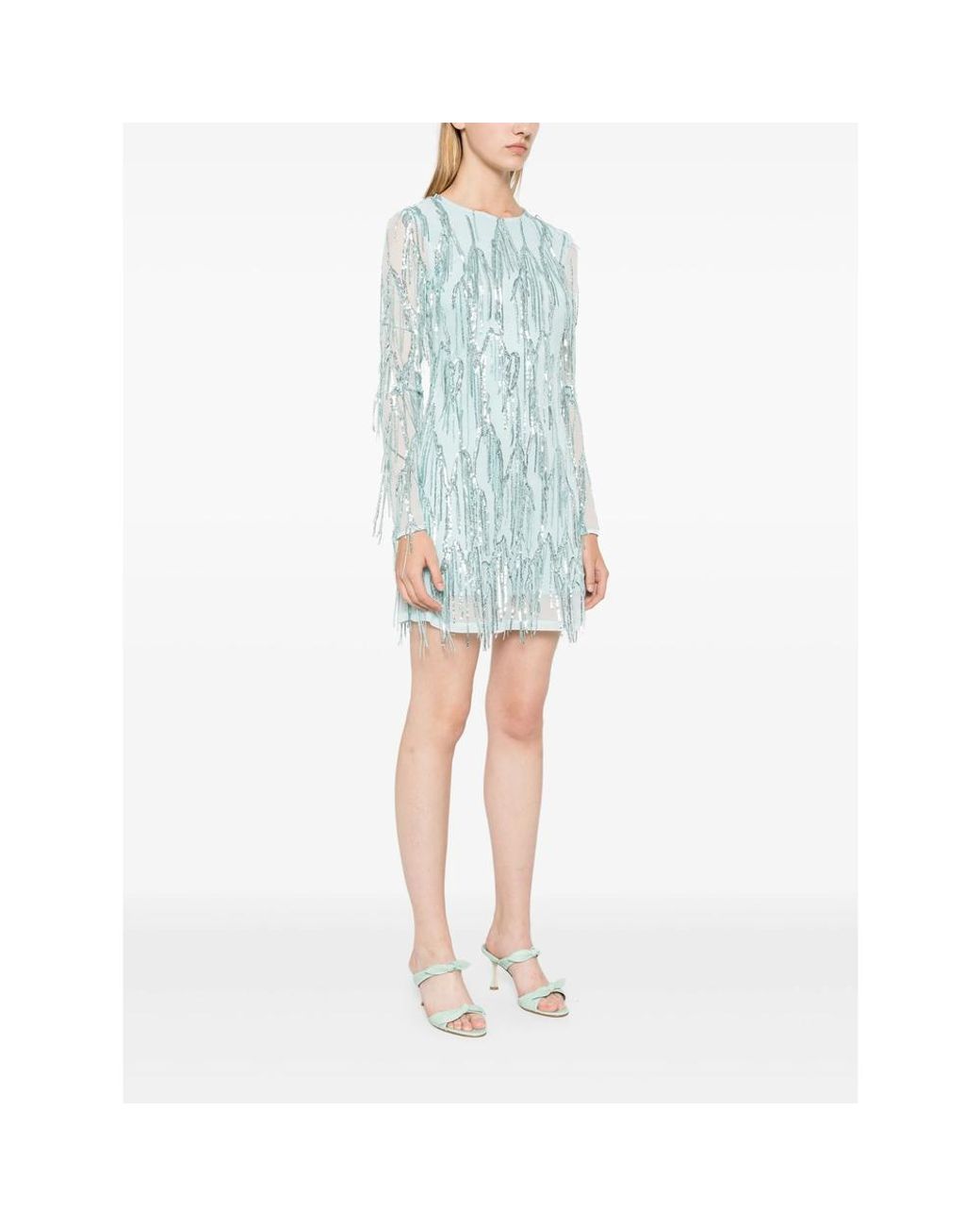 ROTATE BIRGER CHRISTENSEN Blue Long Sleeve Mini Dress