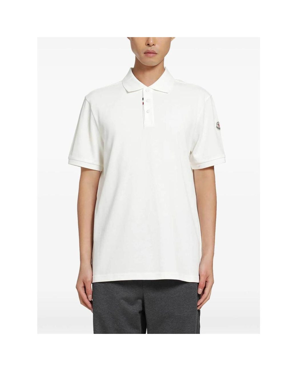 Moncler White Neutrals Polo Shirts for men