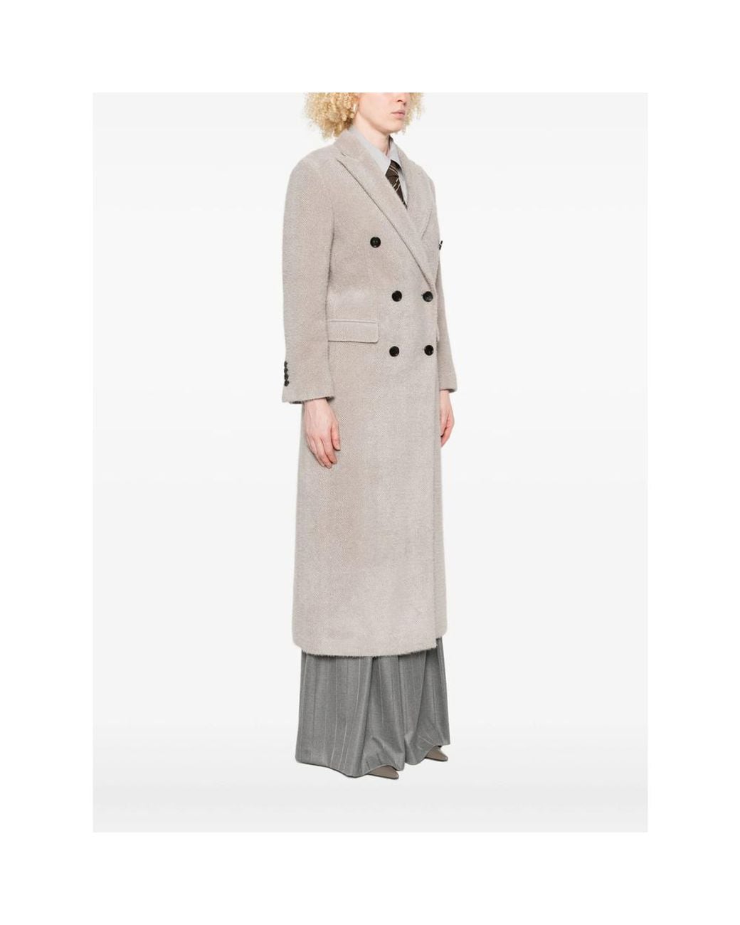 Eraldo Natural Double-Breasted Buttoned Coat