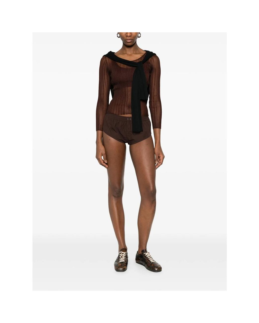 Entire studios Brown Pixie Buttoned Mini Shorts