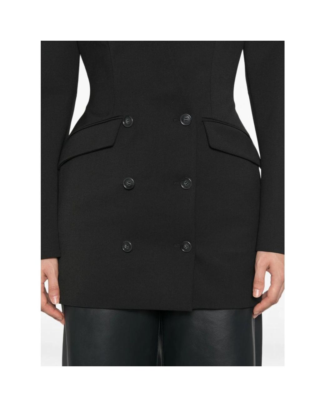 ANDAMANE Black Double-Breasted Collarless Jacket