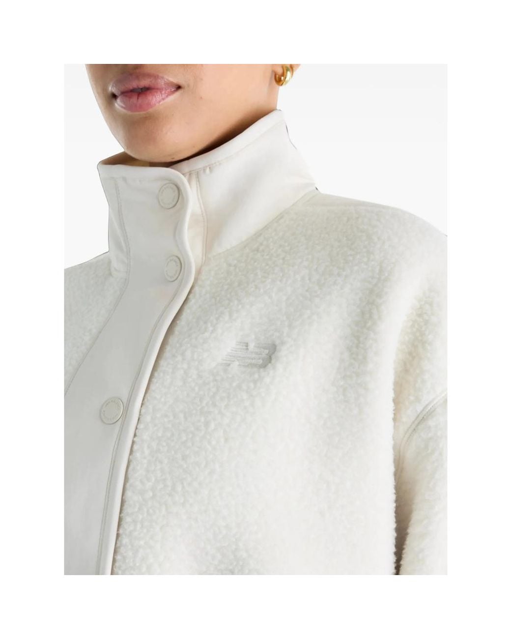 New Balance White High Pile Fleece Jacket