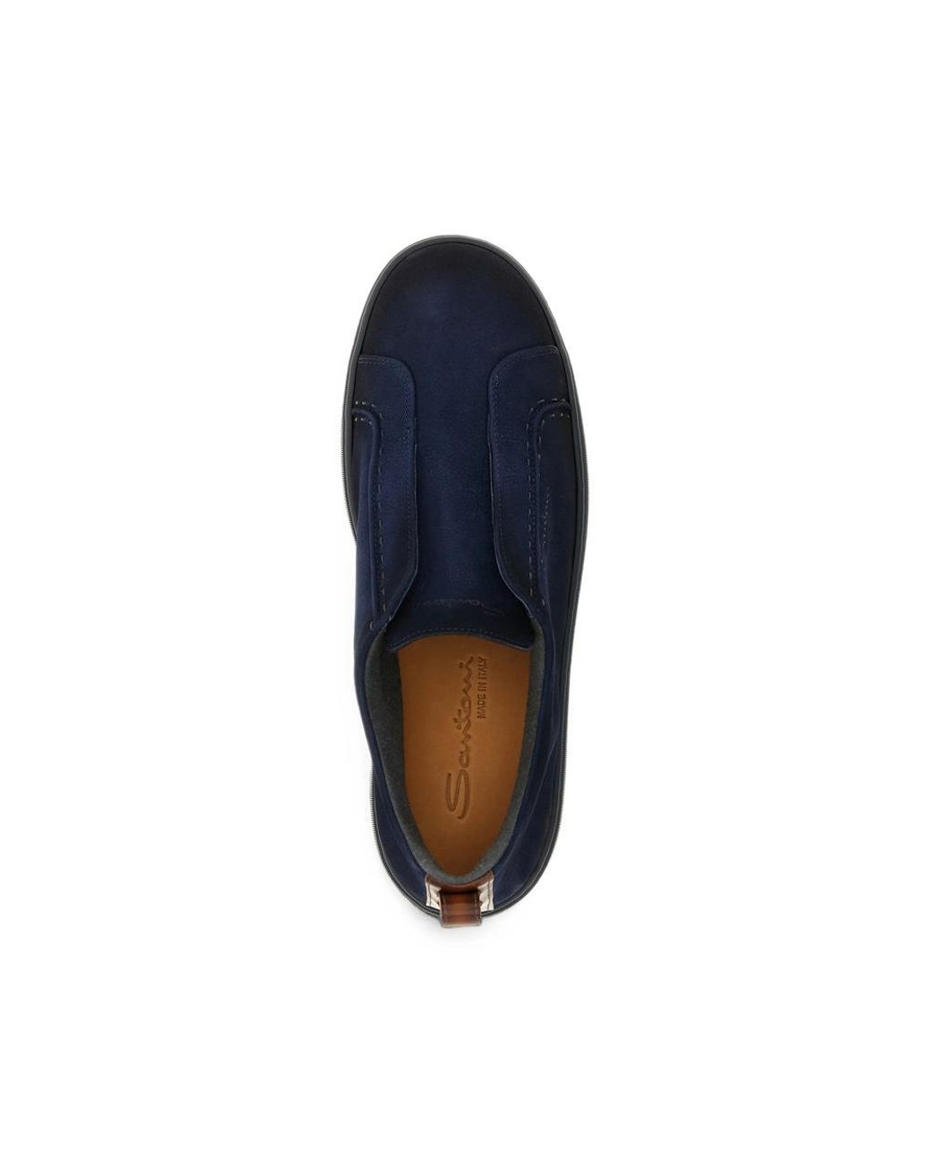 Santoni Blue Victory Leather Slip-On Sneakers for men