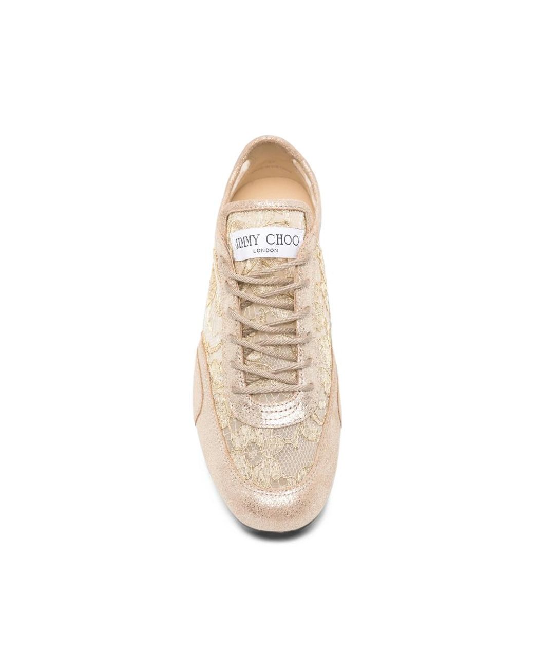 Jimmy Choo Natural Lace-Panelled Metallic Sneakers