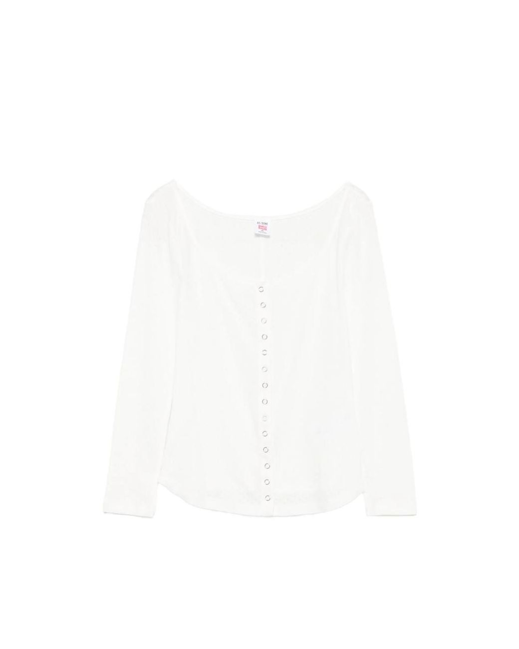 Re/done White Olivia Press-Stud Top