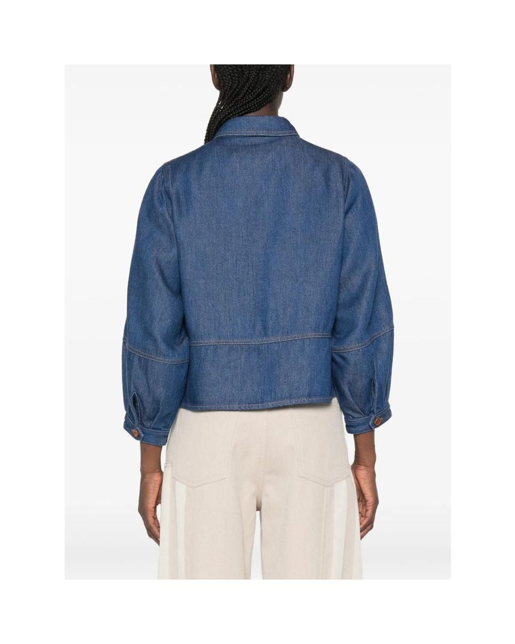 Sessun Blue Contrast-Stitched Jacket