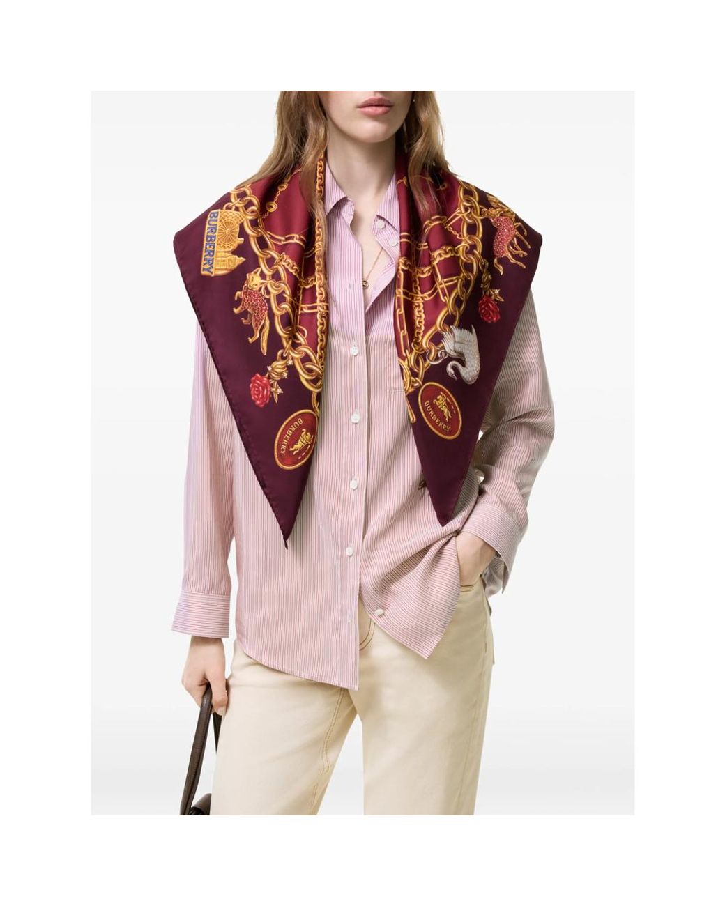 Burberry Red Square Silk Twill Scarf for men