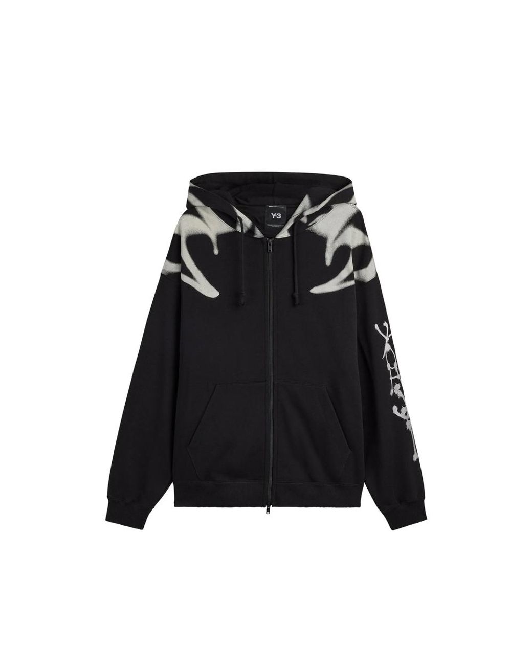 Y-3 Black Chito Graphic French-Terry Zip Hoodie for men