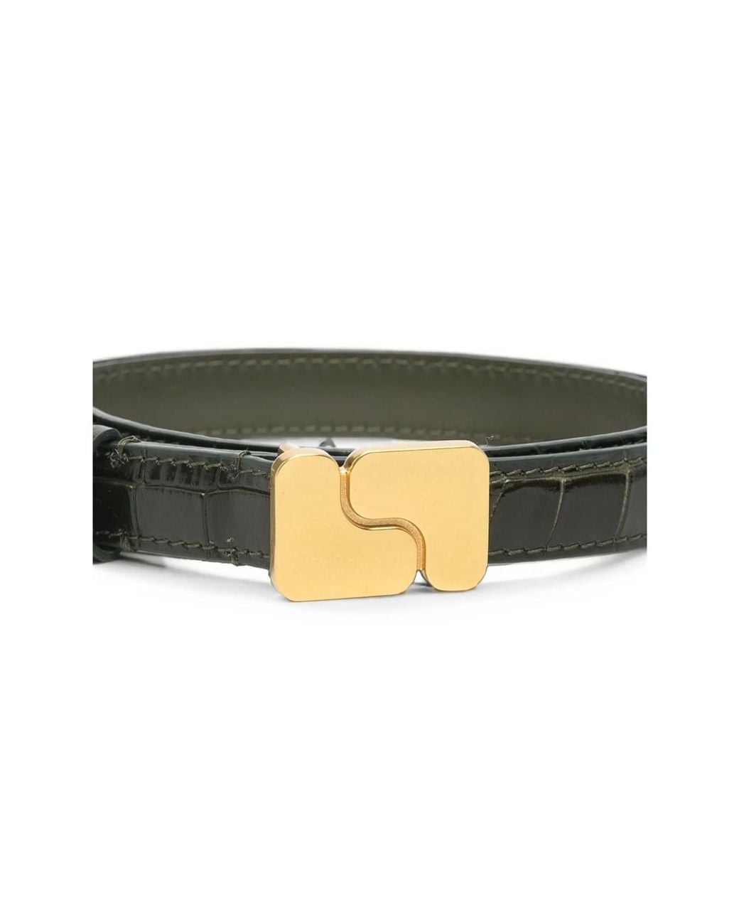 Soeur Green Mini Ninon Croc-Effect Leather Belt