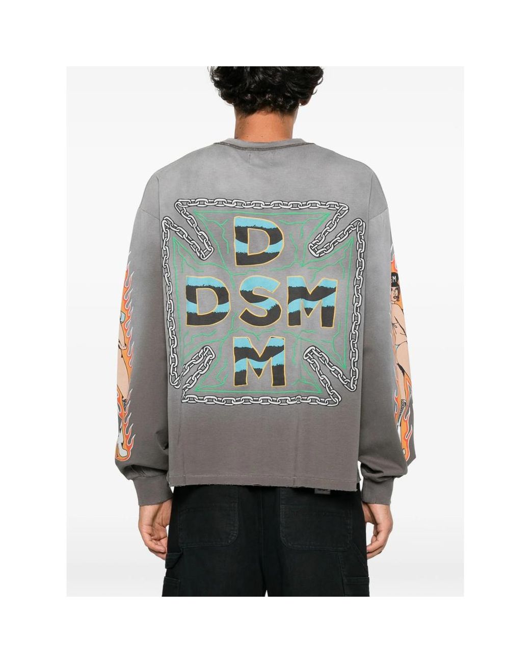 DIET STARTS MONDAY Gray Skull-Print Long-Sleeve T-Shirt for men