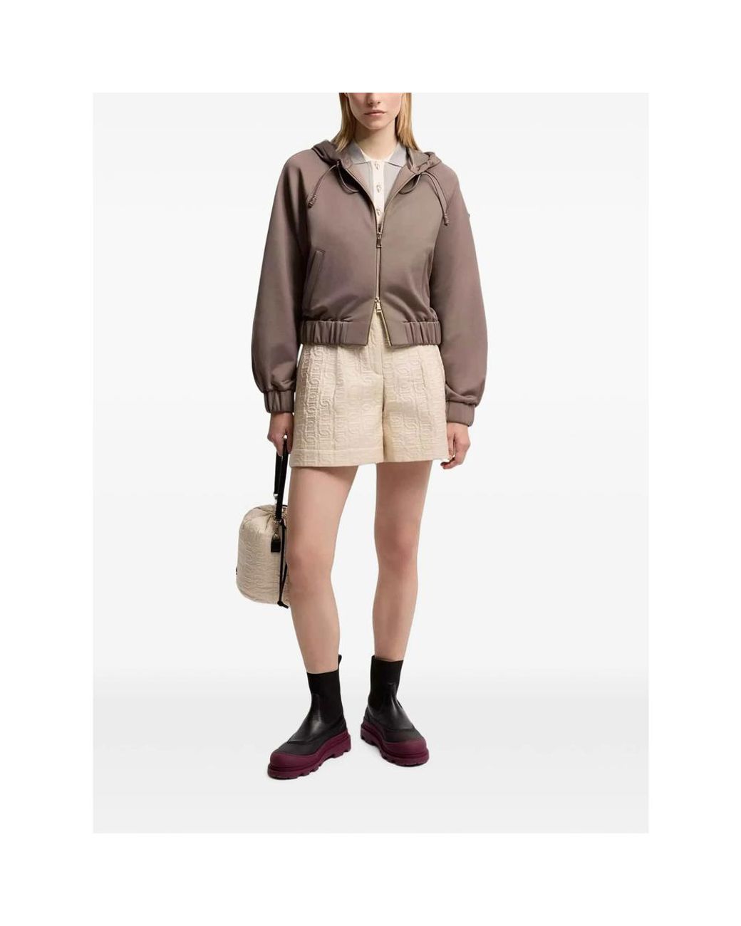 Moncler Brown Technical Fleece Zip-Up Cardigan