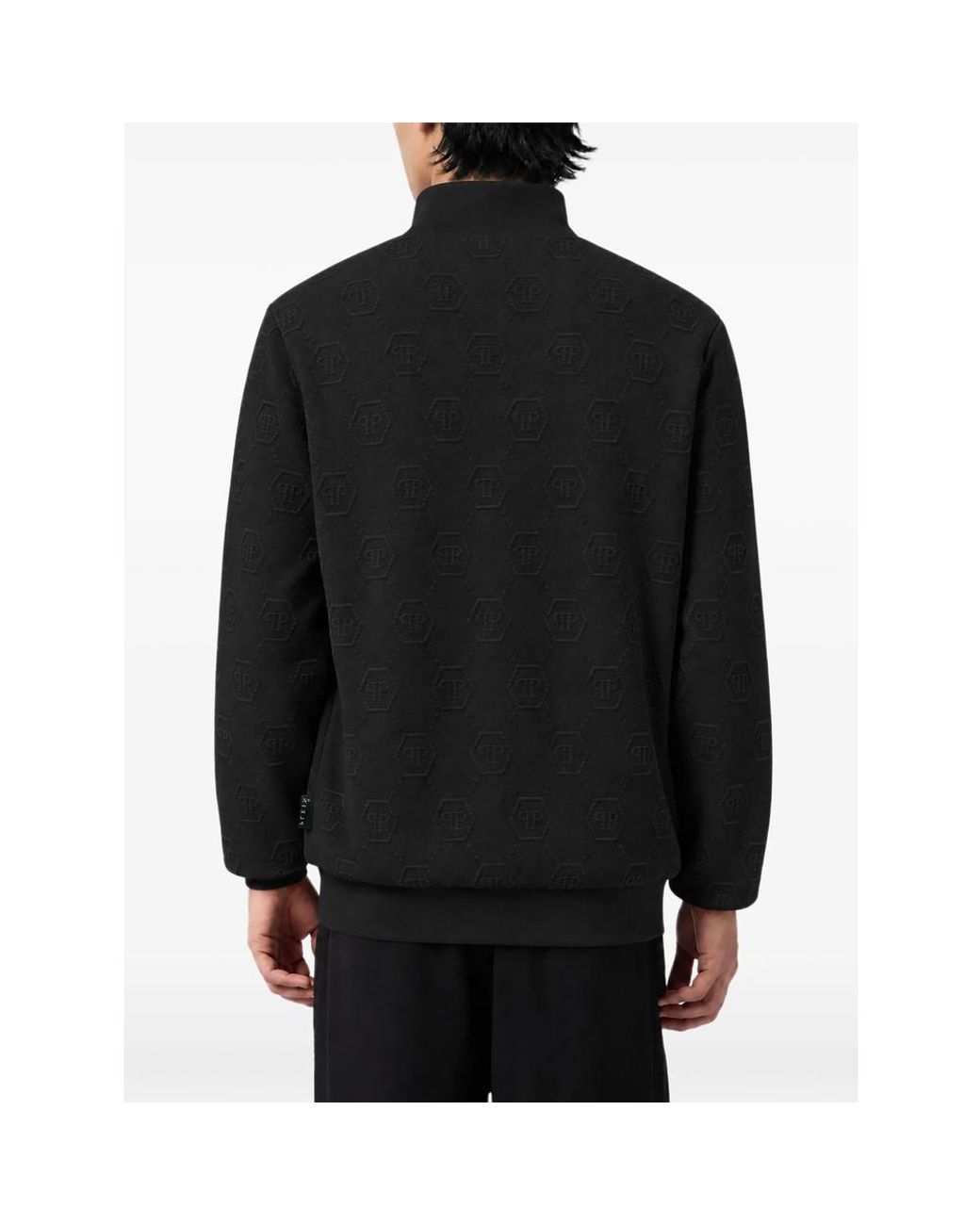 Philipp Plein Black Tracksuit Jacket Jacquard Monogram for men