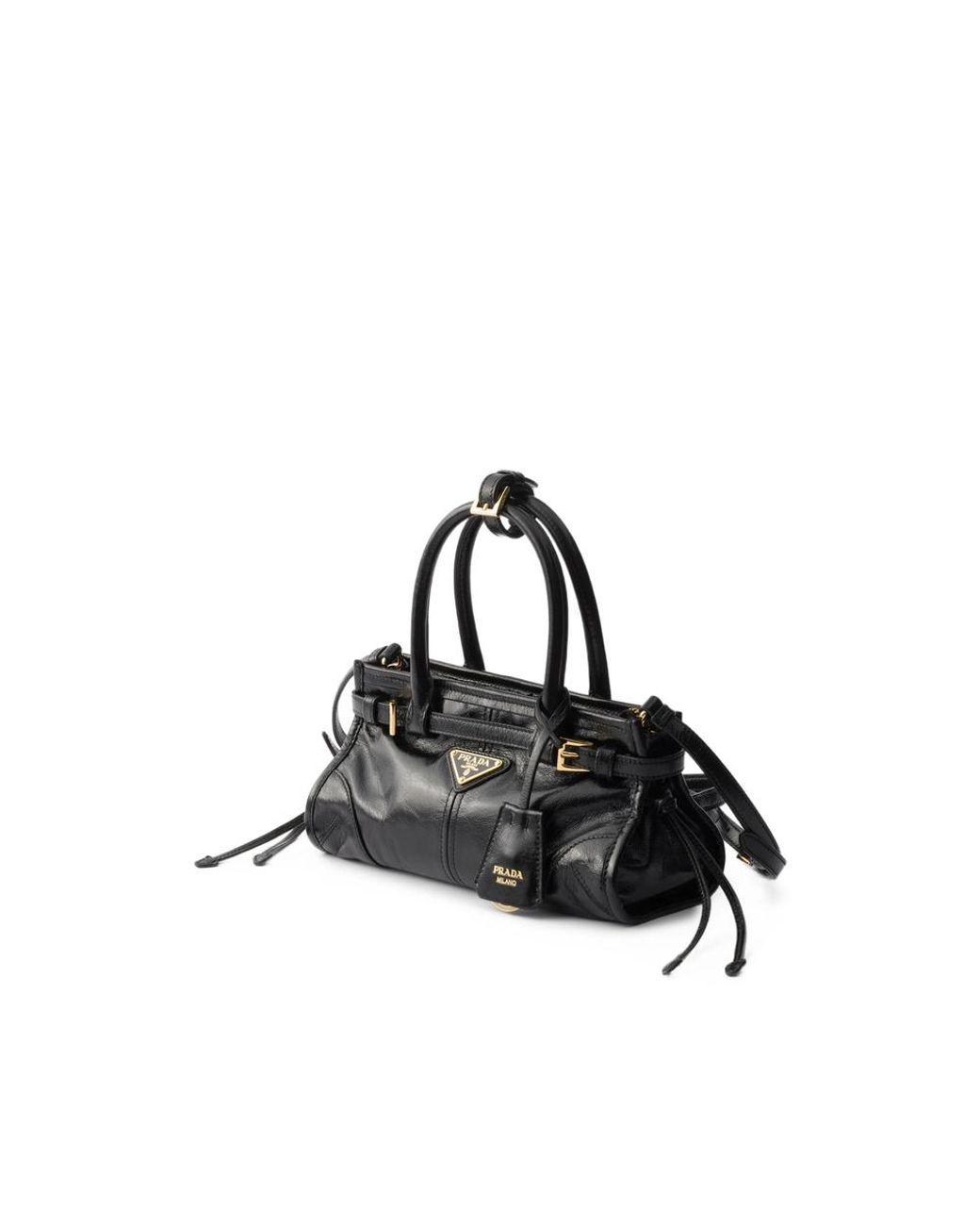 Prada Black Mini Bonnie Buckled Leather Shoulder Bag