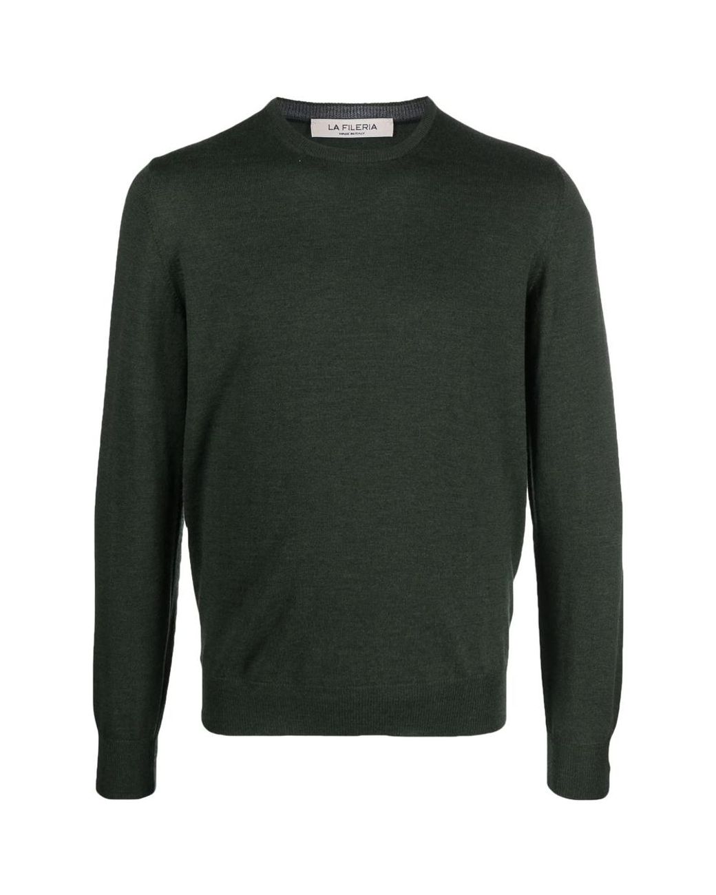 La Fileria Green Virgin-Wool Fine-Knit Jumper for men