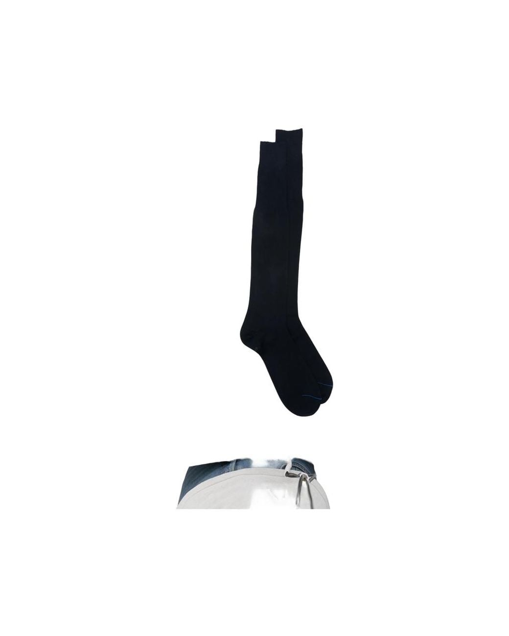 ANT45 Black Plain Long Knee-High Socks for men