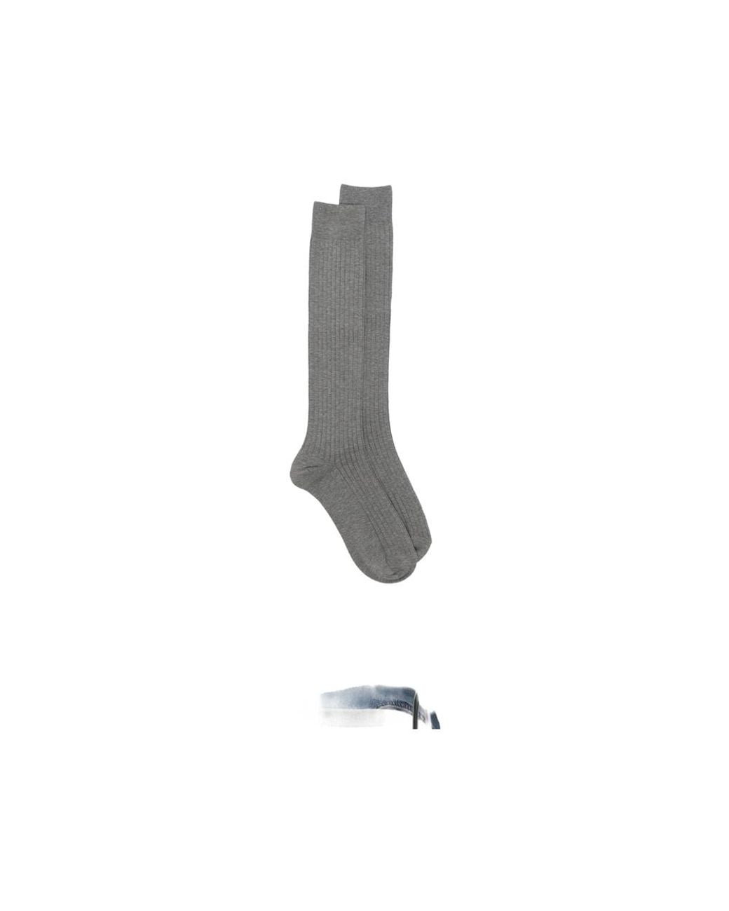 ANT45 Gray Urbana Long Ribbed-Knit Knee-High Socks