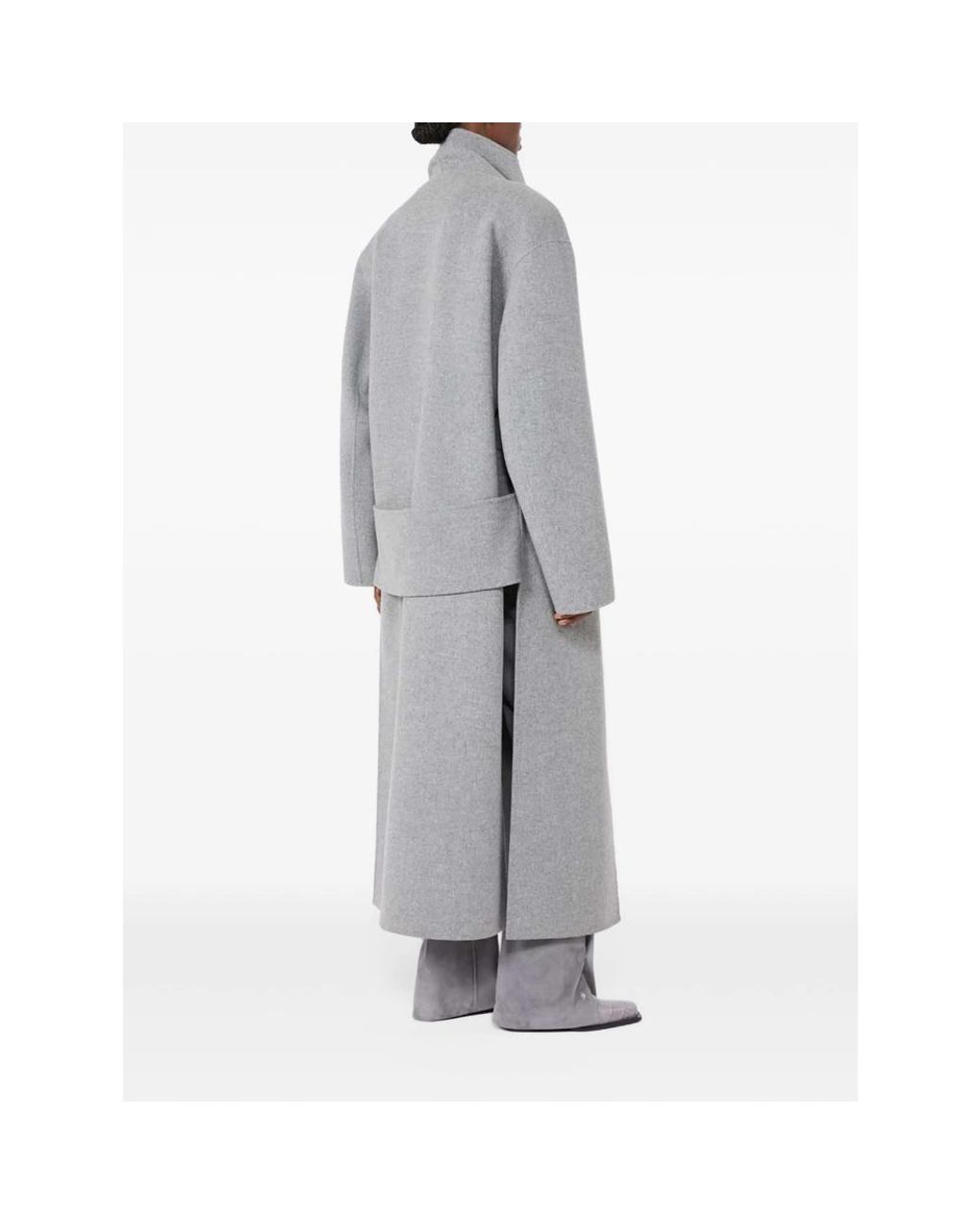 Sportmax Gray Pure Wool Long Coat