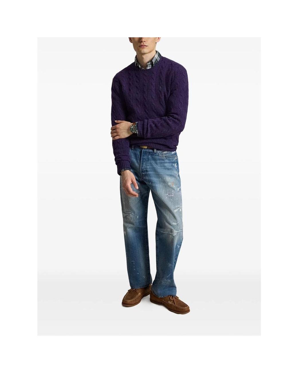 Ralph Lauren Blue Cable-Knit Sweater for men