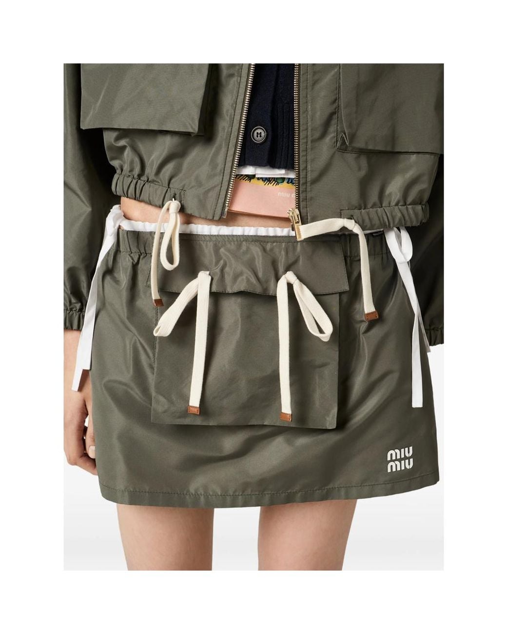 Miu Miu Green Technical Fabric Miniskirt