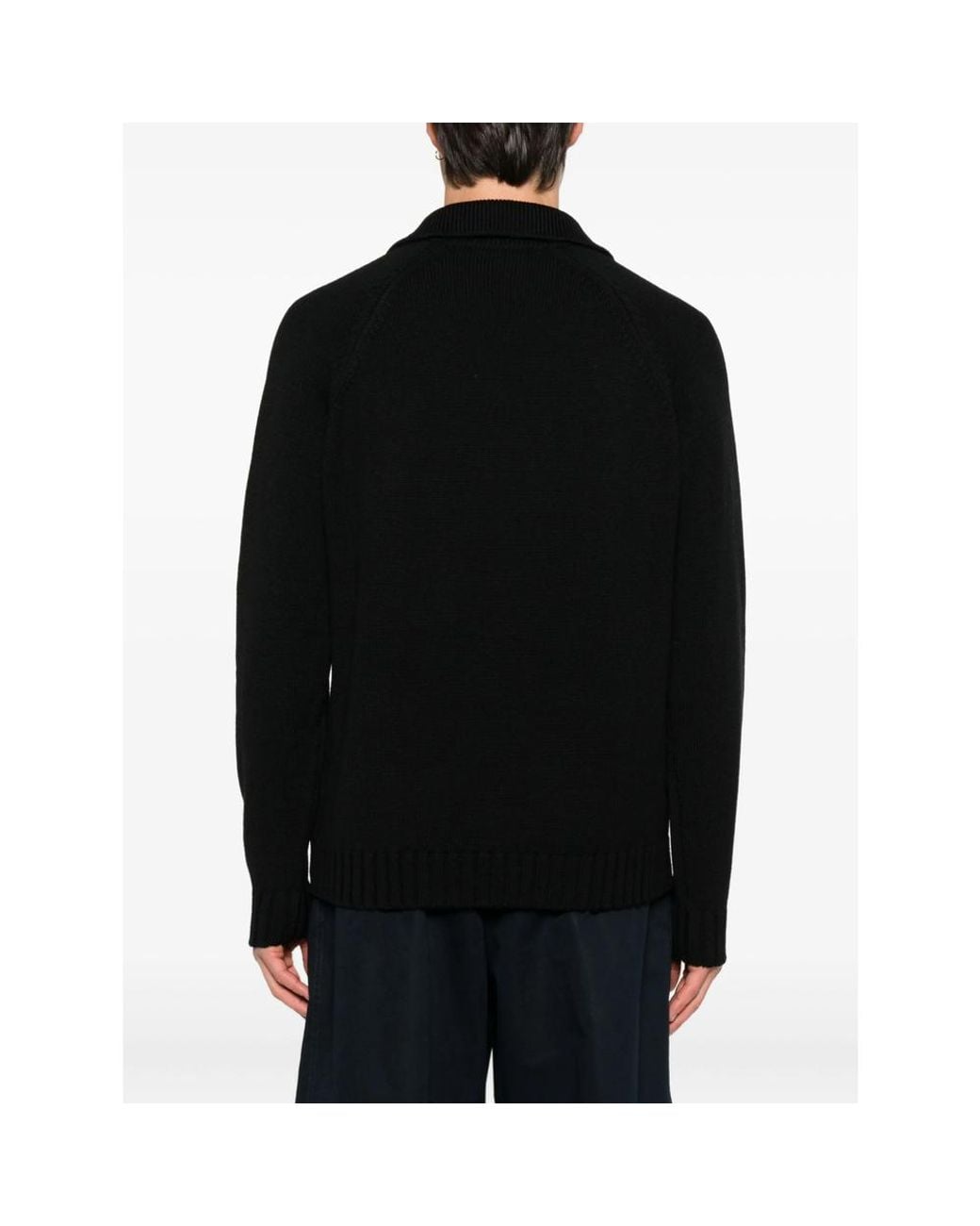 ZANONE-SLOWEAR Black Polo-Neck Wool Sweater for men