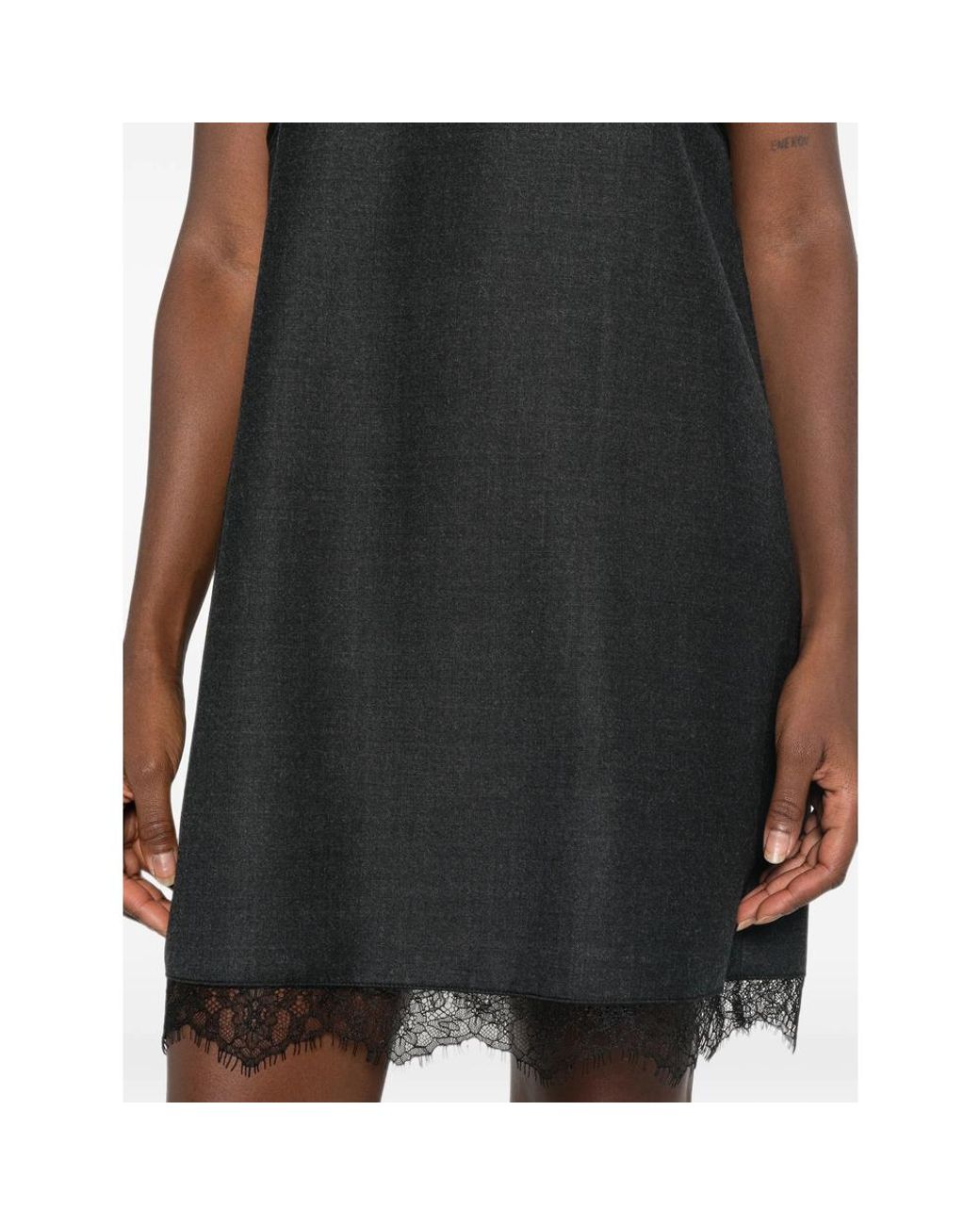 Tela Black Lace-Trim Slip Mini Dress